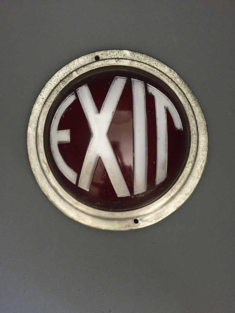 Antique Ruby Red Glass Exit Sign