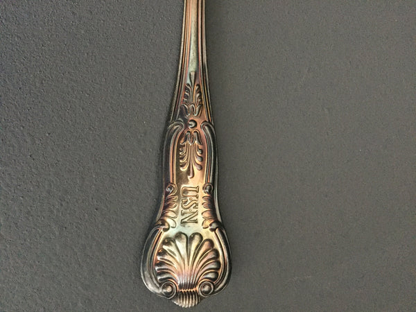 Vintage USN Engraved Silverplate Serving Spoon